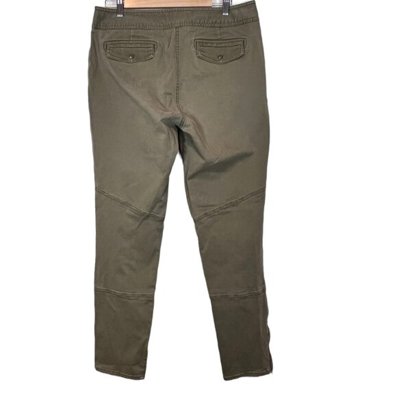 Talbots Signature Pants L Womens Olive‎ Green Ankle Zip Chino Khaki Size 12 - Picture 2 of 7